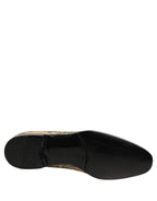 Beige Sequin Embroidery Dress Loafers Shoes