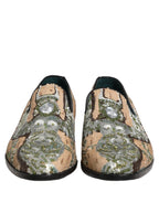 Beige Sequin Embroidery Dress Loafers Shoes