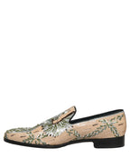 Beige Sequin Embroidery Dress Loafers Shoes
