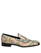 Beige Sequin Embroidery Dress Loafers Shoes