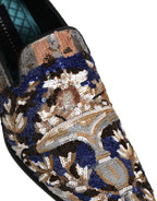 Multicolor Embroidered Sequin Loafers Shoes