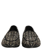 Black Crystal Embellished Dress Loafers Shoes