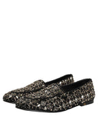 Black Crystal Embellished Dress Loafers Shoes