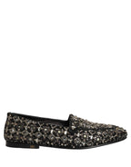 Black Crystal Embellished Dress Loafers Shoes