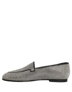 Silver Crystal Embellished Men Loafers Shoes