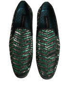 Silver Green Embellished Dress Loafers Shoes