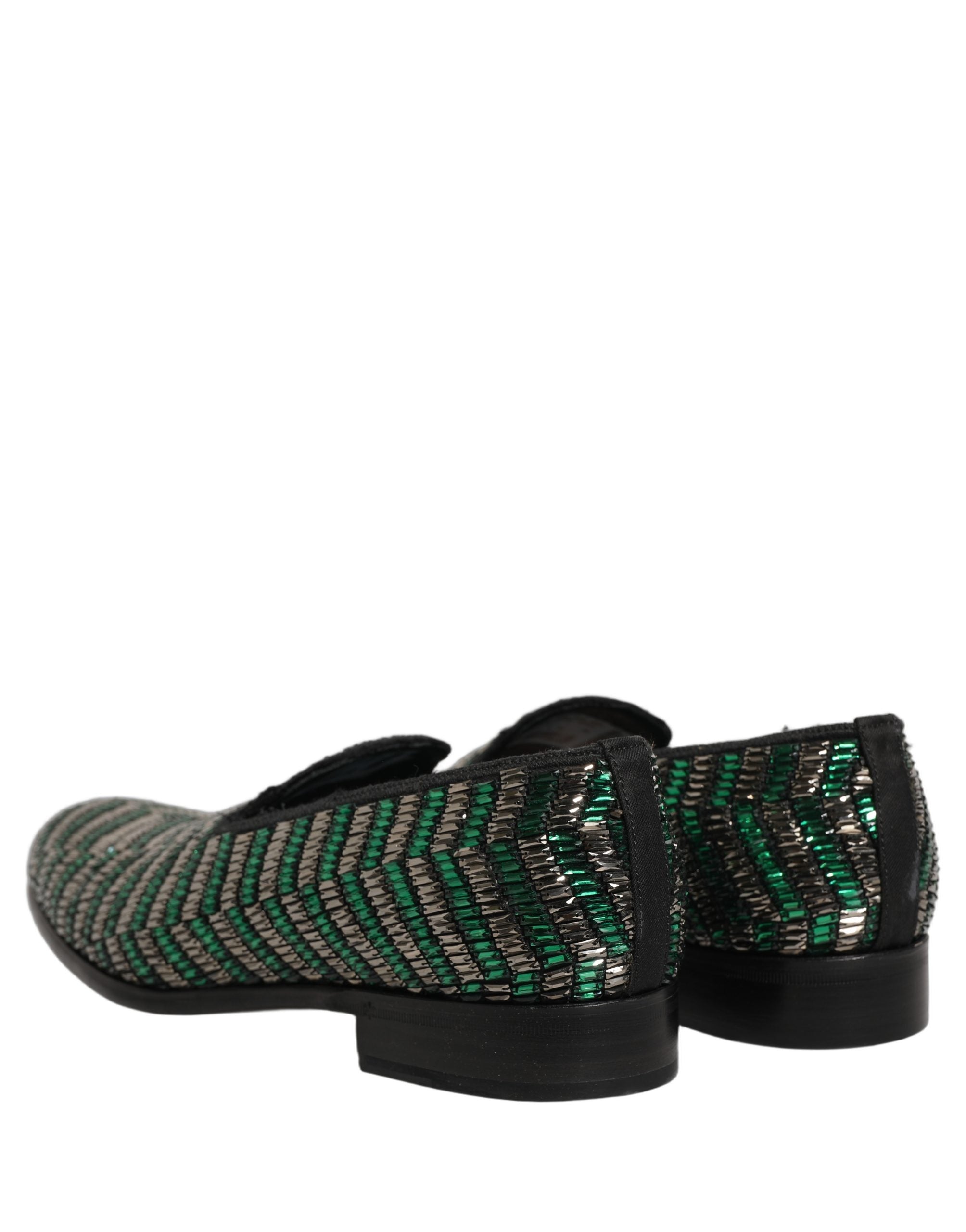 Silver Green Embellished Dress Loafers Shoes