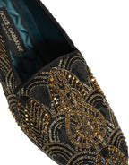 Black Gold Embellished Dress Loafers Shoes
