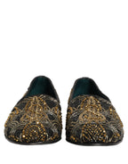 Black Gold Embellished Dress Loafers Shoes