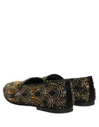 Black Gold Embellished Dress Loafers Shoes