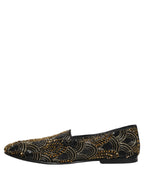 Black Gold Embellished Dress Loafers Shoes