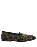 Black Gold Embellished Dress Loafers Shoes