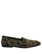 Black Gold Embellished Dress Loafers Shoes