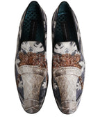 Multicolor Floral Tapestry Embroidery Loafer Shoes