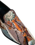 Multicolor Embroidered Sequin Loafers Shoes