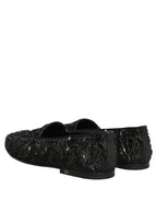 Black Velvet Embroidered Dress Loafers Shoes