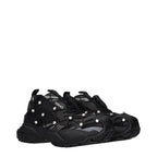 Black Fabric Chunky Sneakers