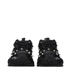 Black Fabric Chunky Sneakers