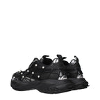 Black Fabric Chunky Sneakers
