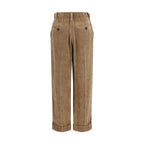 Brown Viscose Casual Pants
