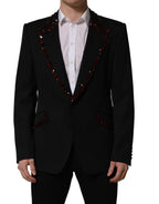 Black Crystal Embellished Coat Blazer Jacket