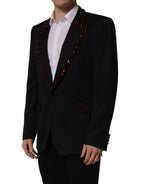Black Crystal Embellished Coat Blazer Jacket