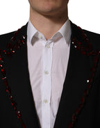 Black Crystal Embellished Coat Blazer Jacket