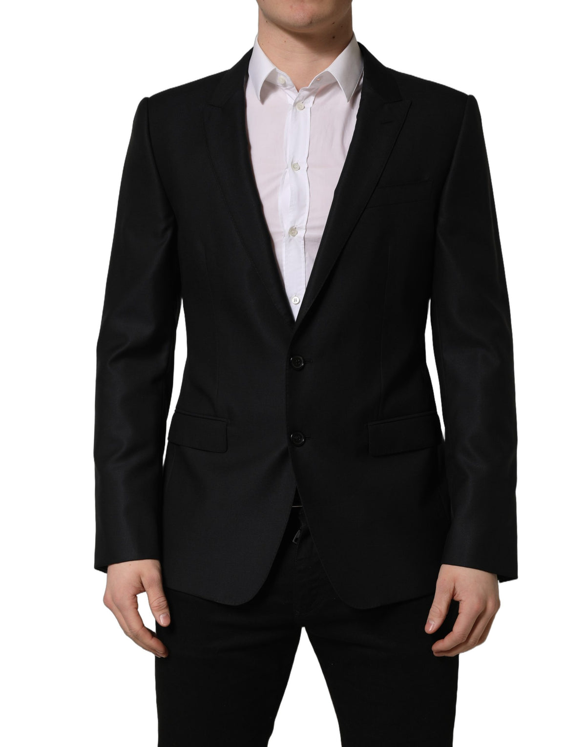 Dark Blue Wool Single Breasted Men Blazer Jacket