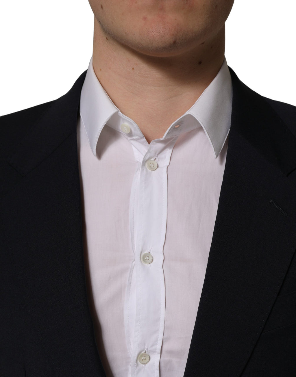 Dark Blue Wool Single Breasted Men Blazer Jacket