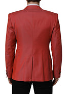 Red Wool Single Breasted Men Blazer Jacket