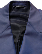 Blue Wool Double Breasted Men Blazer Jacket