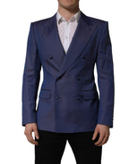 Blue Wool Double Breasted Men Blazer Jacket