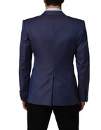 Blue Wool Double Breasted Men Blazer Jacket
