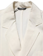Off White Flax Single Breasted Blazer Jacket
