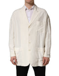 Off White Flax Single Breasted Blazer Jacket