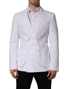 White Cotton Double Breasted Blazer Jacket