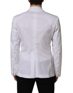 White Cotton Double Breasted Blazer Jacket