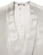 White Viscose Single Breasted Blazer Jacket