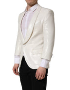 White Viscose Single Breasted Blazer Jacket