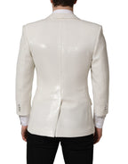 White Viscose Single Breasted Blazer Jacket