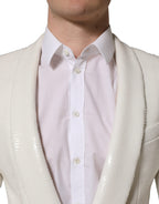 White Viscose Single Breasted Blazer Jacket