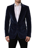 Blue Velvet Single Breasted Blazer Jacket