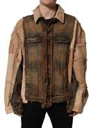 Multicolor Raw Cut Panelled Denim Men Jacket