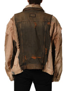Multicolor Raw Cut Panelled Denim Men Jacket