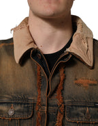 Multicolor Raw Cut Panelled Denim Men Jacket