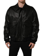 Black Leather Full Zip Men Biker Jacket