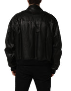 Black Leather Full Zip Men Biker Jacket
