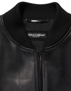 Black Leather Full Zip Men Biker Jacket
