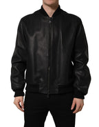 Black Leather Full Zip Men Biker Jacket