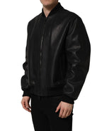 Black Leather Full Zip Men Biker Jacket